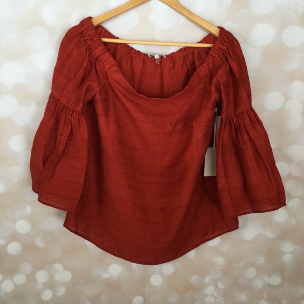 1.State Rust Colored Cold Shoulder Blouse - Picture 2 of 8